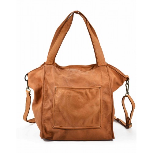 21■ Große Handtasche Tote Bag aus weichem Glattleder für Damen. Schwarz & Braun